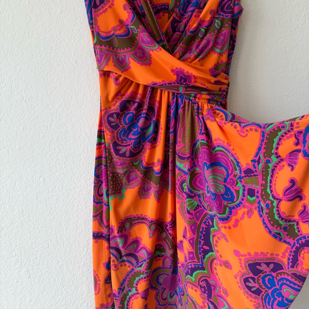 Lauren Ralph Lauren Vintage Paisley Patterned Faux Wrap Sleeveless Midi Dress - Picture 9 of 14